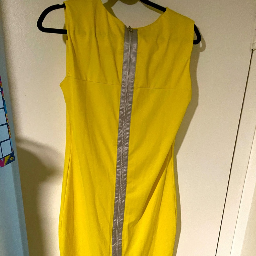 Sexy yellow with silver back zipper dress.